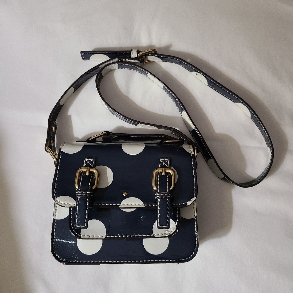 Kate Spade For Gap Kids Navy and White Polka Dot Crossbody Bag - Picture 2 of 14